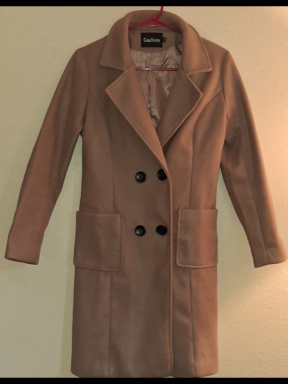 Chou Yatou Women's Double-Breasted Camel Coat Size XS
